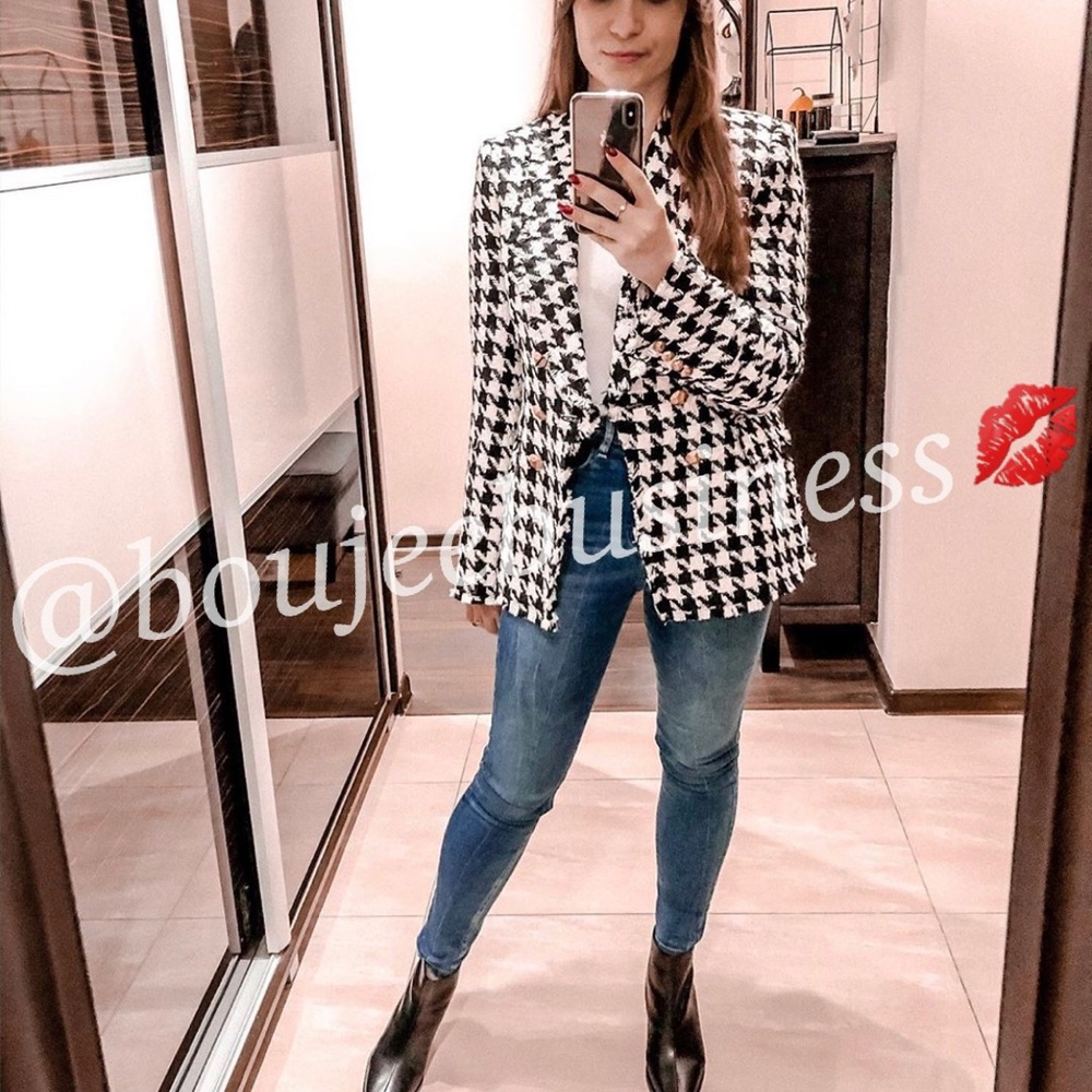ZARA Tweed Houndstooth Jacket - Picture 3 of 10